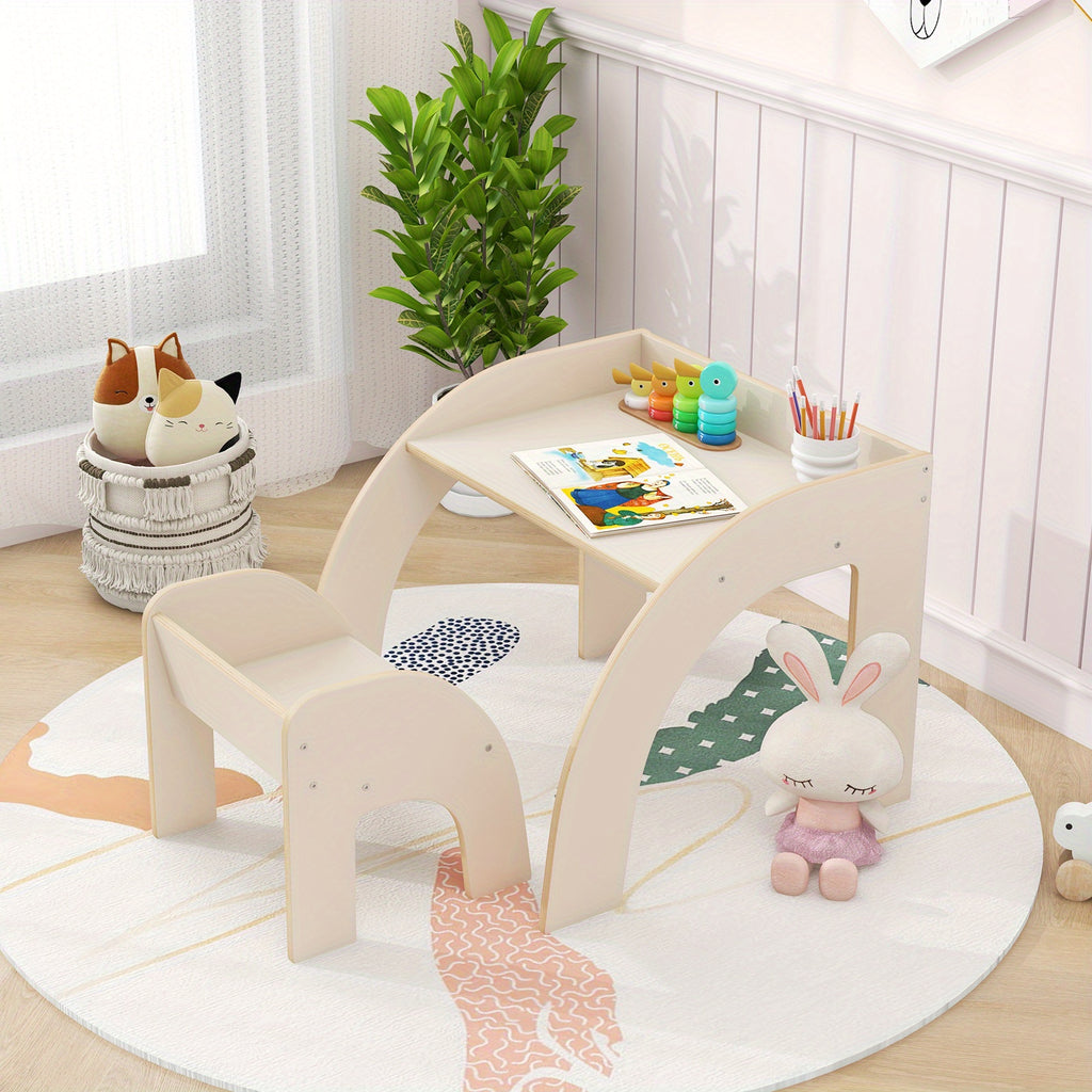 MULTIGOT Kids Table and Chair Set, Cute Activity Table and Chair Set w\u002F Wide Tabletop
