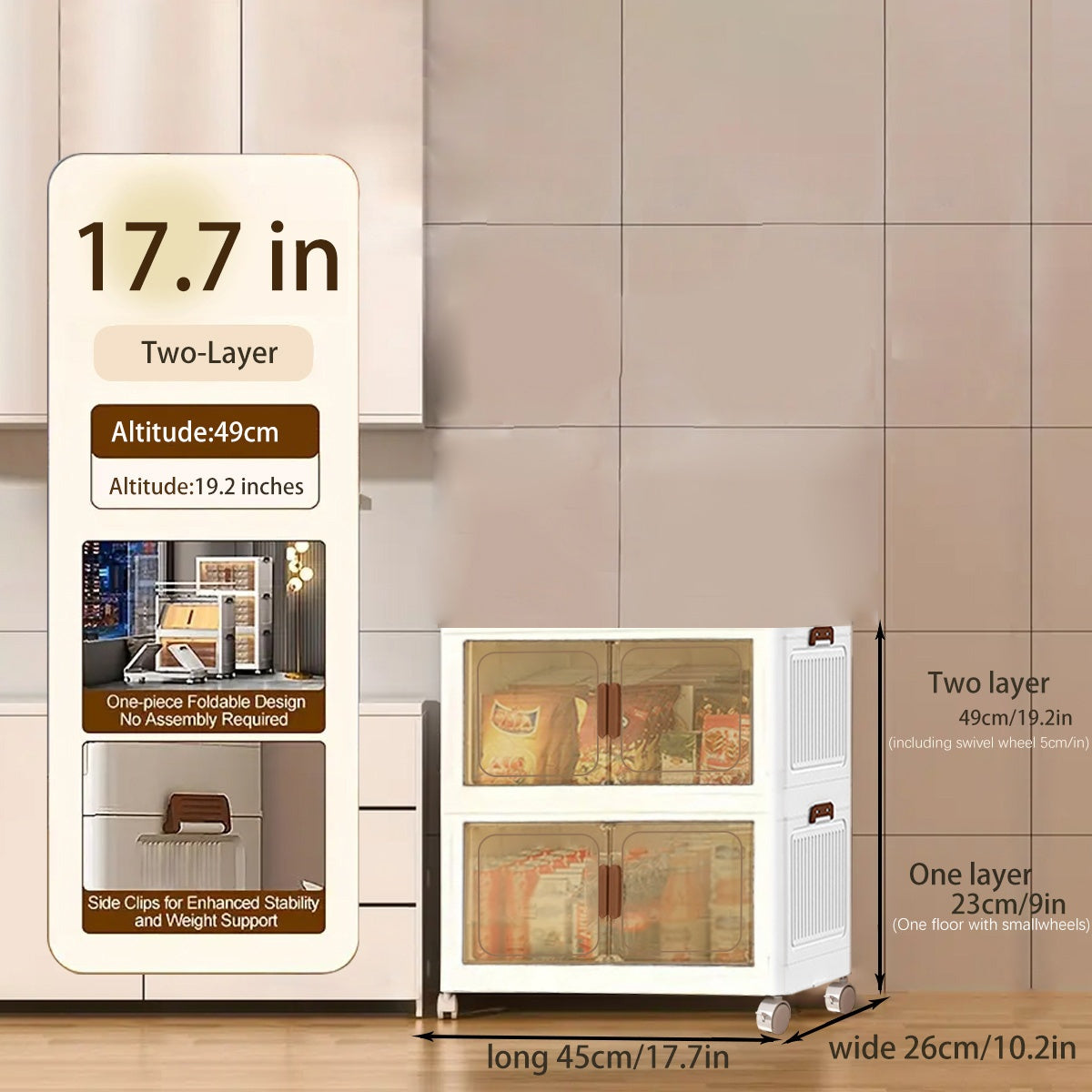 1\u002F3\u002F4\u002F5-Tier Heavy-Duty Large Folding with ic Doors & Wheels - Adjustable Shelves