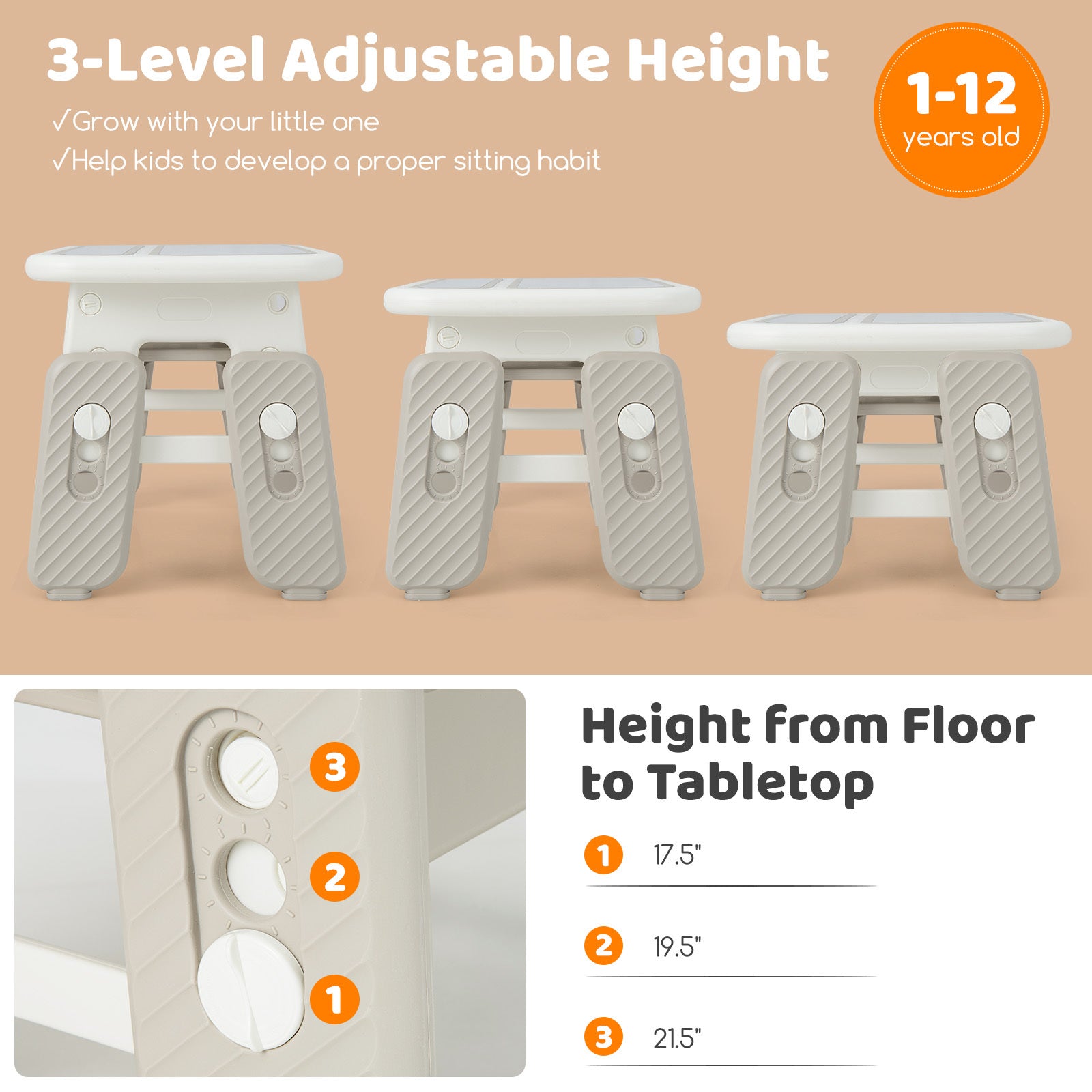 COSTWAY Kids Functional Desk and Chair Set, Convertible Activity Table Set w\u002F 2 Flipped Top Boards