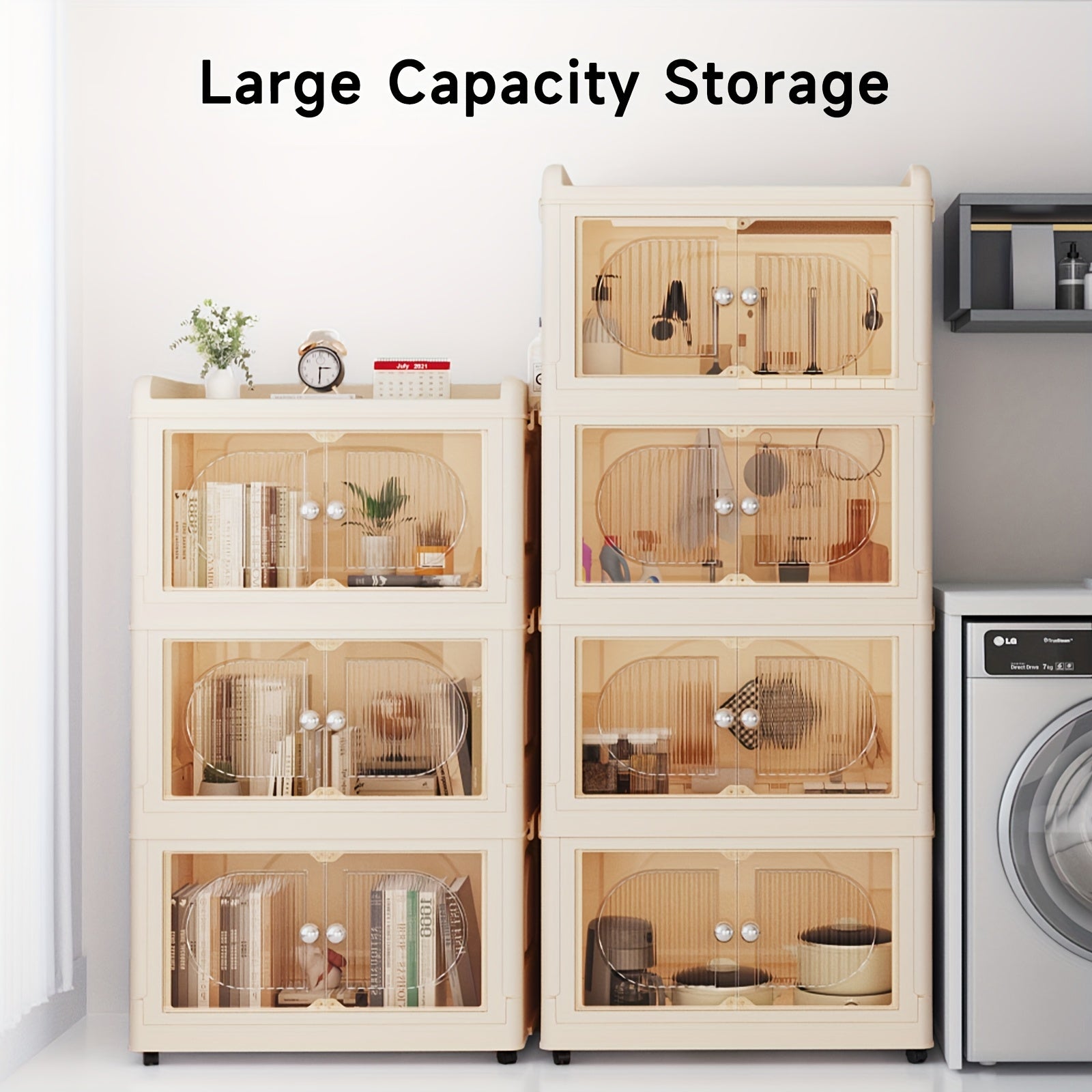 135\u002F175QT Durable Plastic 3\u002F4-Tier Folding Storage Cabinet with Large Capacity