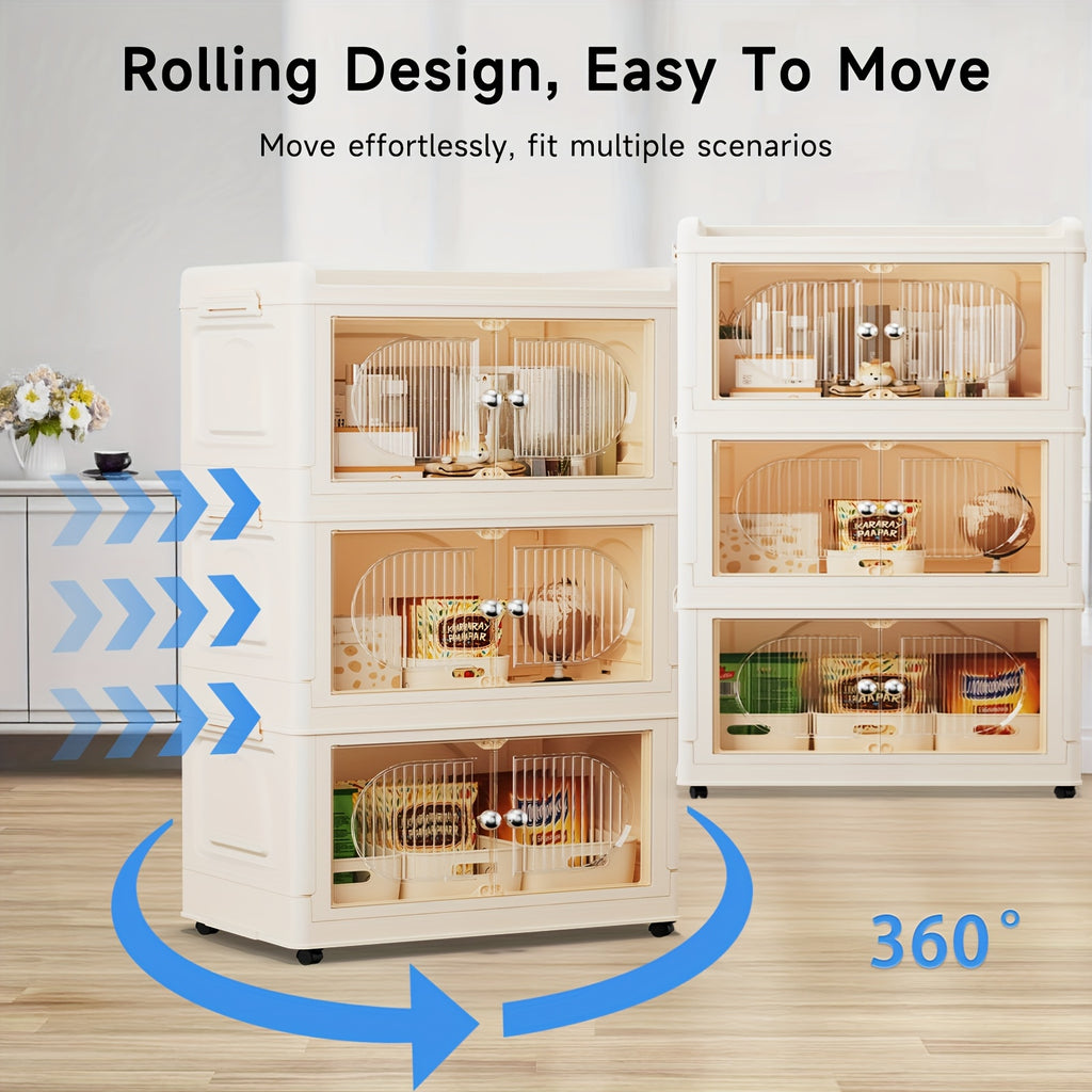 135\u002F175QT Durable Plastic 3\u002F4-Tier Folding Storage Cabinet with Large Capacity