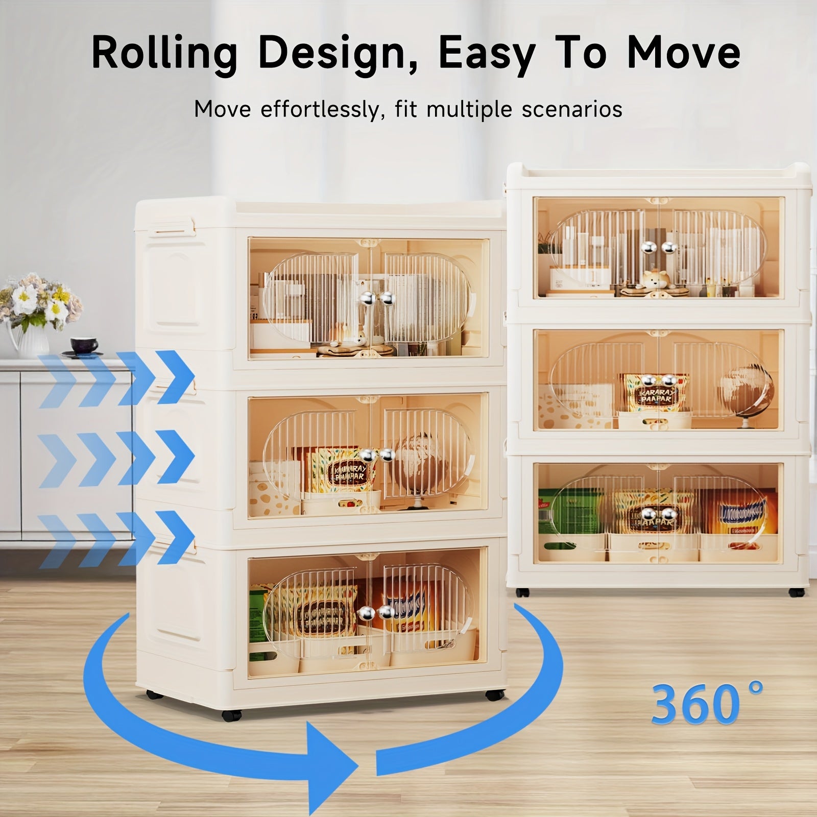 135\u002F175QT Durable Plastic 3\u002F4-Tier Folding Storage Cabinet with Large Capacity