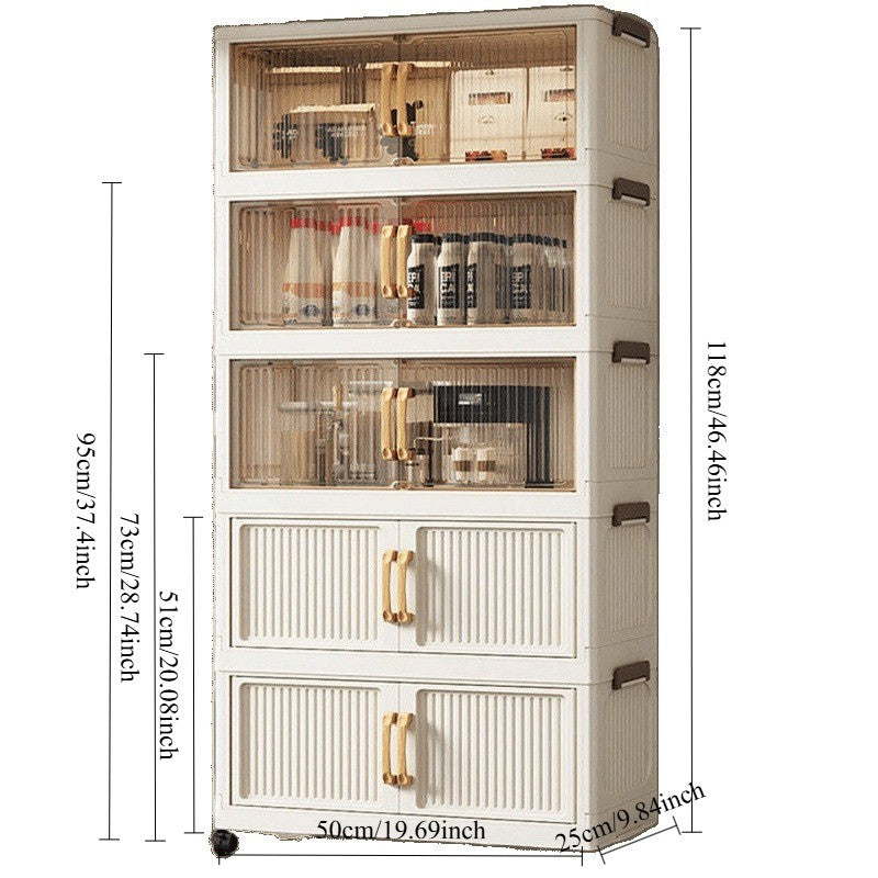 1pc Vintage-Style Rolling Storage Cabinet with Wheels, Magnetic Closure, Multi-Compartment Organizer for Snacks