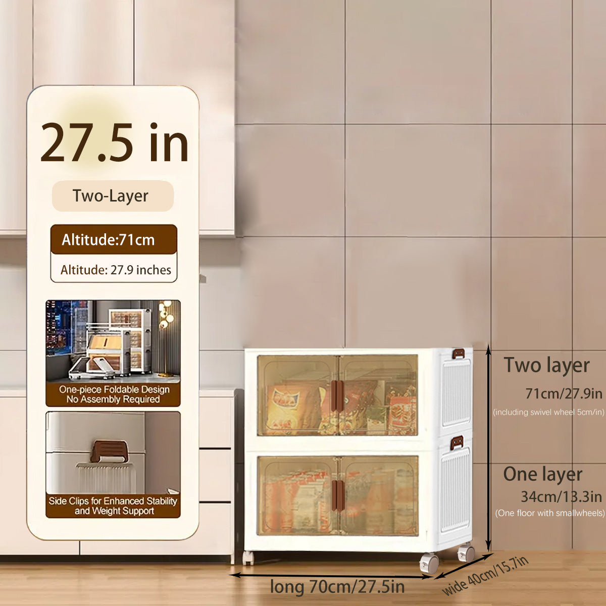 1\u002F3\u002F4\u002F5-Tier Heavy-Duty Large Folding with ic Doors & Wheels - Adjustable Shelves