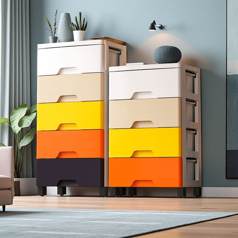 Mobile Macaron Colorful Drawer Cabinet - 3\u002F4\u002F5-Tier Options, Independent Wheels Design