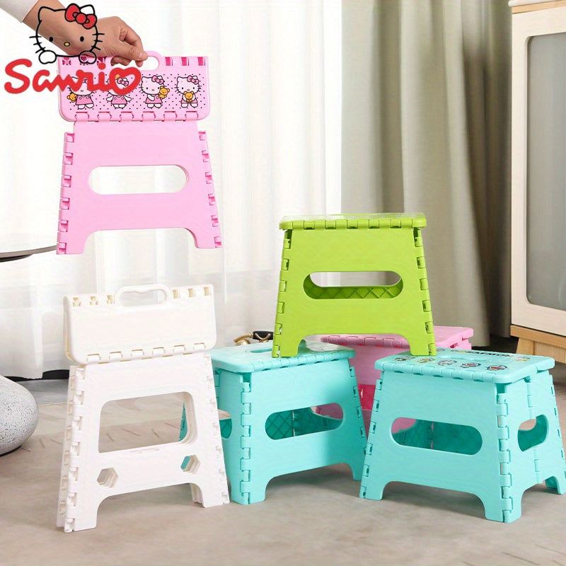 Folding Step Stool - Portable Plastic Squares Design, Durable Collapsible Stool with Handle, No Wood, Non-Electric
