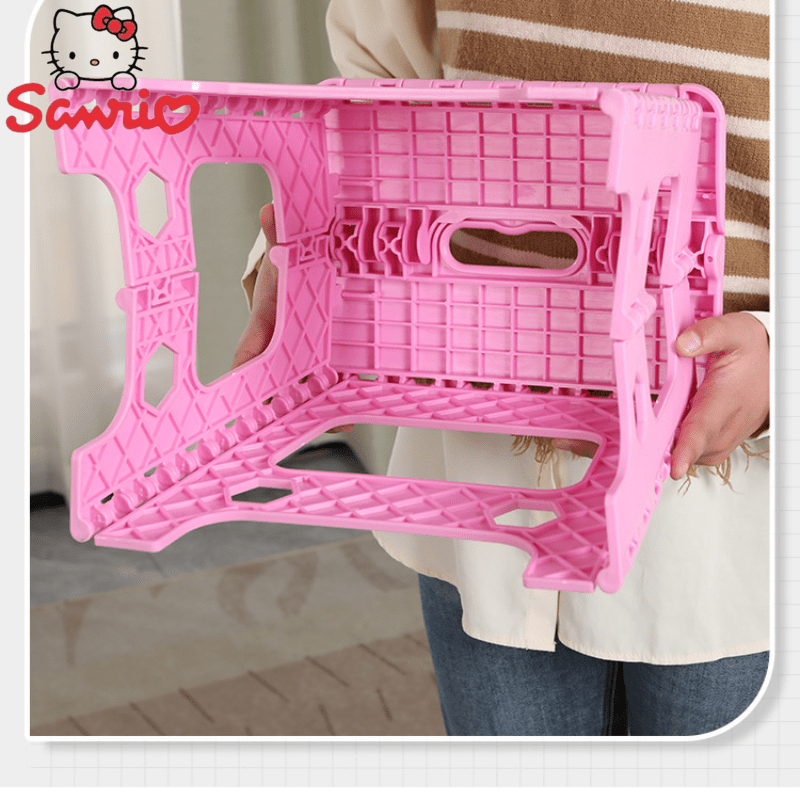 Folding Step Stool - Portable Plastic Squares Design, Durable Collapsible Stool with Handle, No Wood, Non-Electric