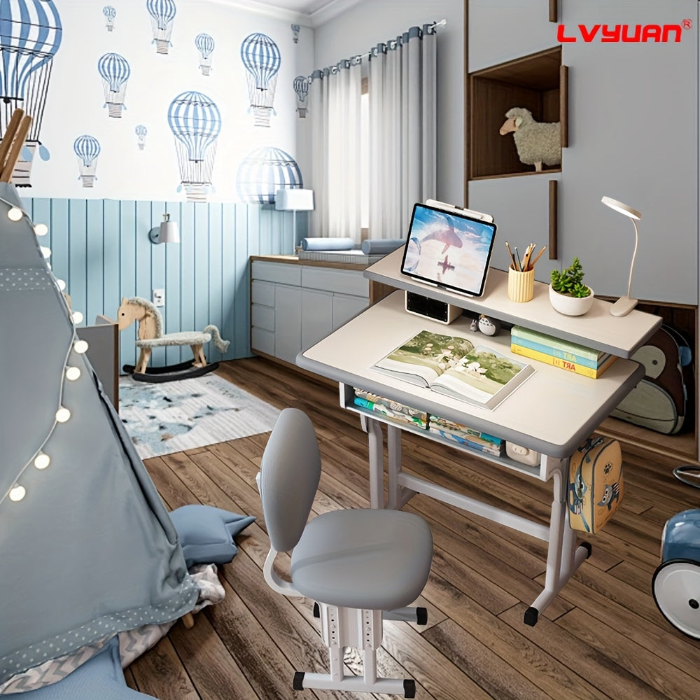 High-quality Children'S Table And Chair Set, Height-adjustable, Ergonomic, Suitable For Children Aged 3-18 Years