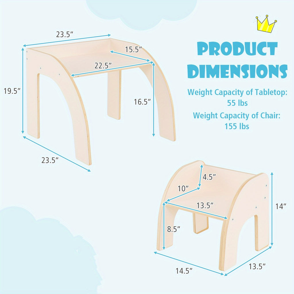 MULTIGOT Kids Table and Chair Set, Cute Activity Table and Chair Set w\u002F Wide Tabletop