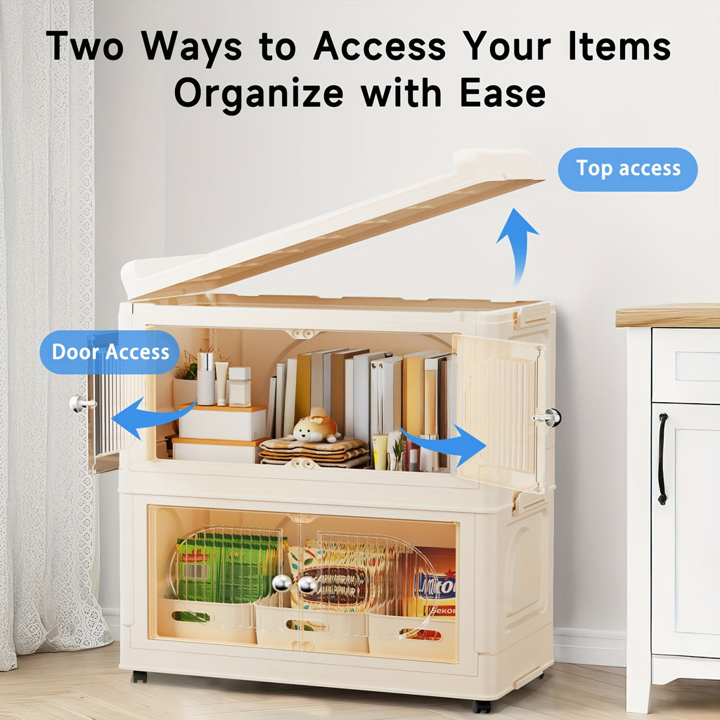 135\u002F175QT Durable Plastic 3\u002F4-Tier Folding Storage Cabinet with Large Capacity