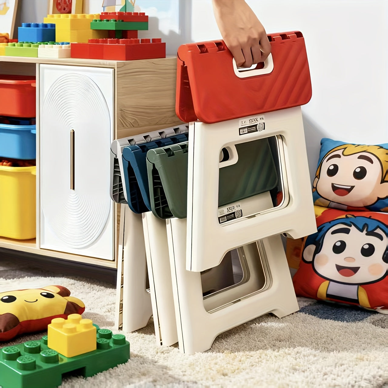 Home Folding Footstool 2pcs Non Slip Surface Footstool, Height 10 Inches