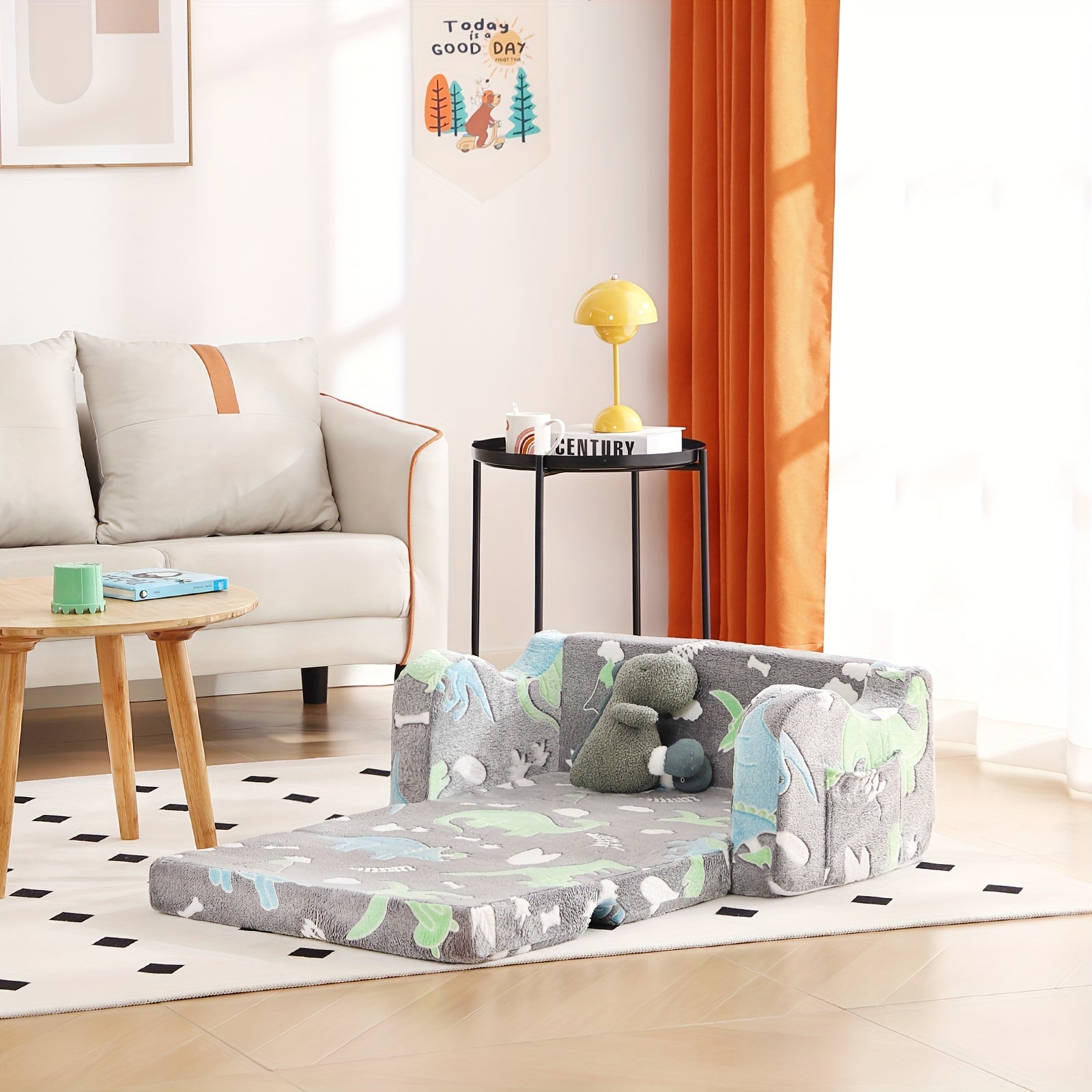 Tiita Kids Sofa Chair, 2 In 1 Toddler Fold Out Couch, Comfy Kids Sofa For Playroom-Extra Soft 2 Seats