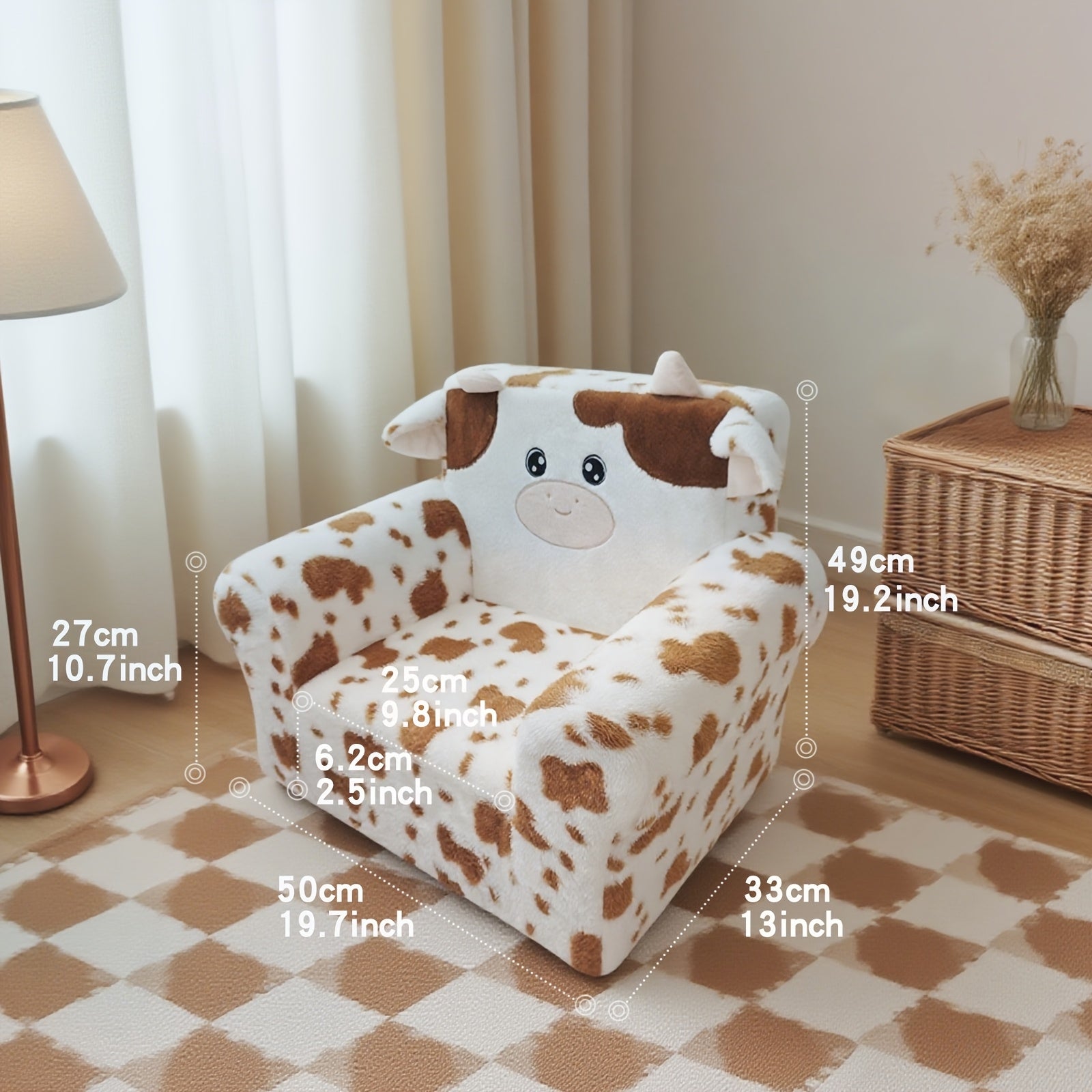 Kids Sofa Chair with Teddy Bear Design - Ergonomic Support, Lightweight (5.6lbs) & Machine-Washable Cover