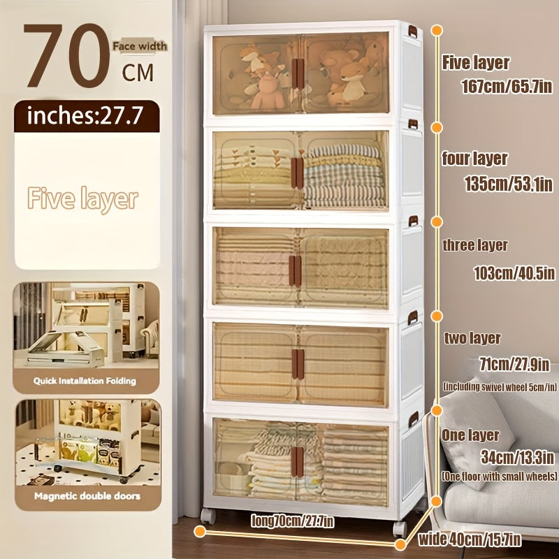 1\u002F3\u002F4\u002F5-Tier Heavy-Duty Large Folding with ic Doors & Wheels - Adjustable Shelves