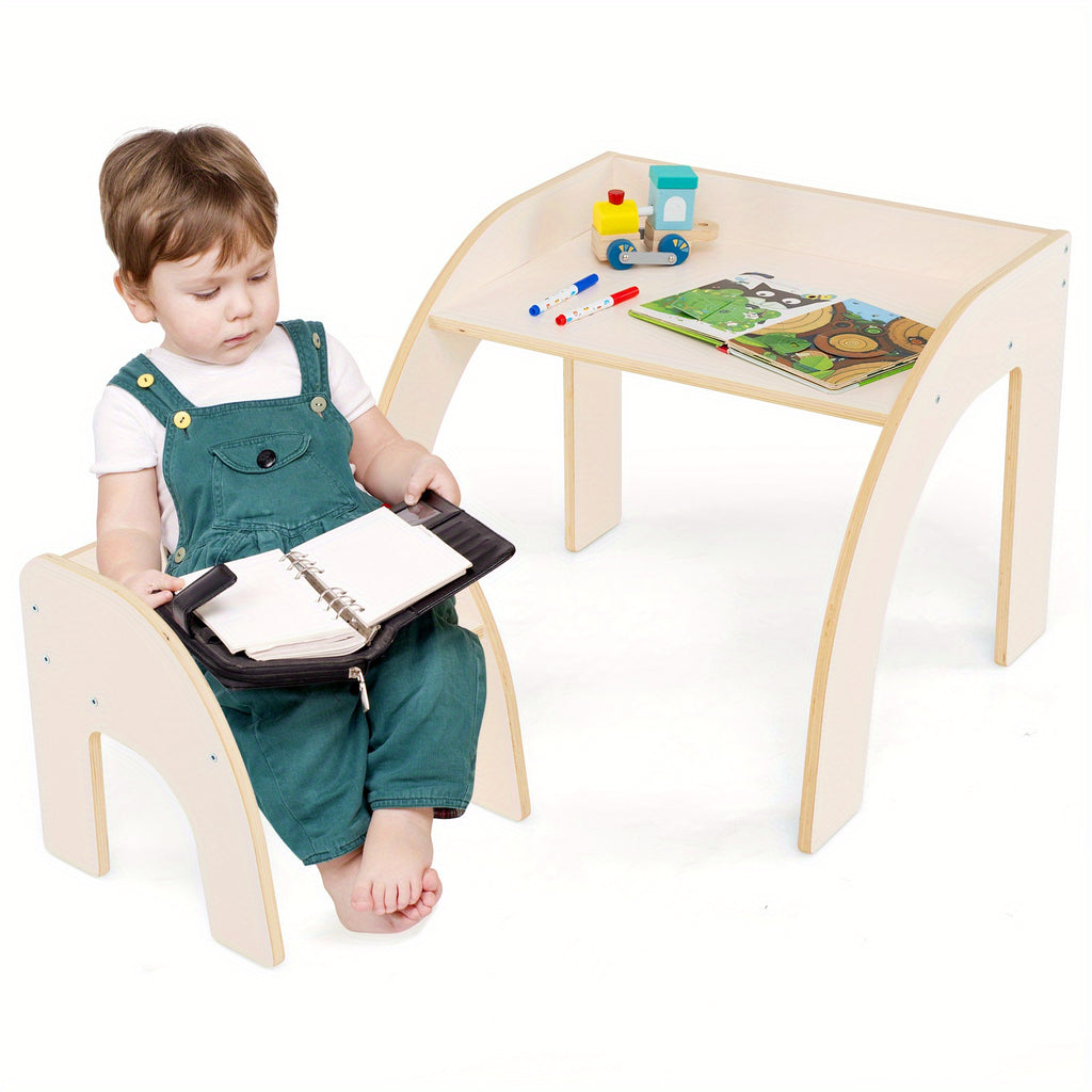 MULTIGOT Kids Table and Chair Set, Cute Activity Table and Chair Set w\u002F Wide Tabletop