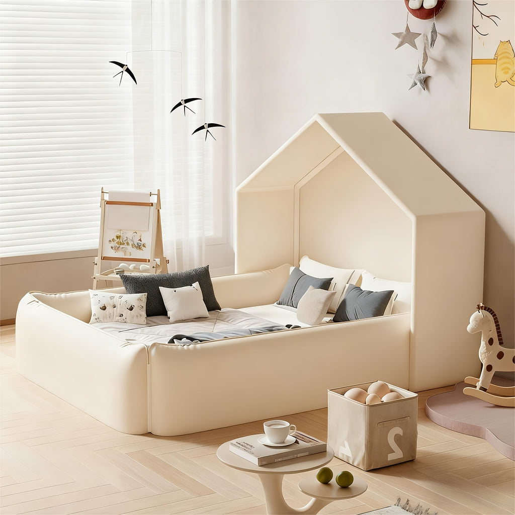 Portable Play Tent Bed with Detachable Canopy & Cushioned - Soft White Bed &, Indoor\u002FOutdoor Use