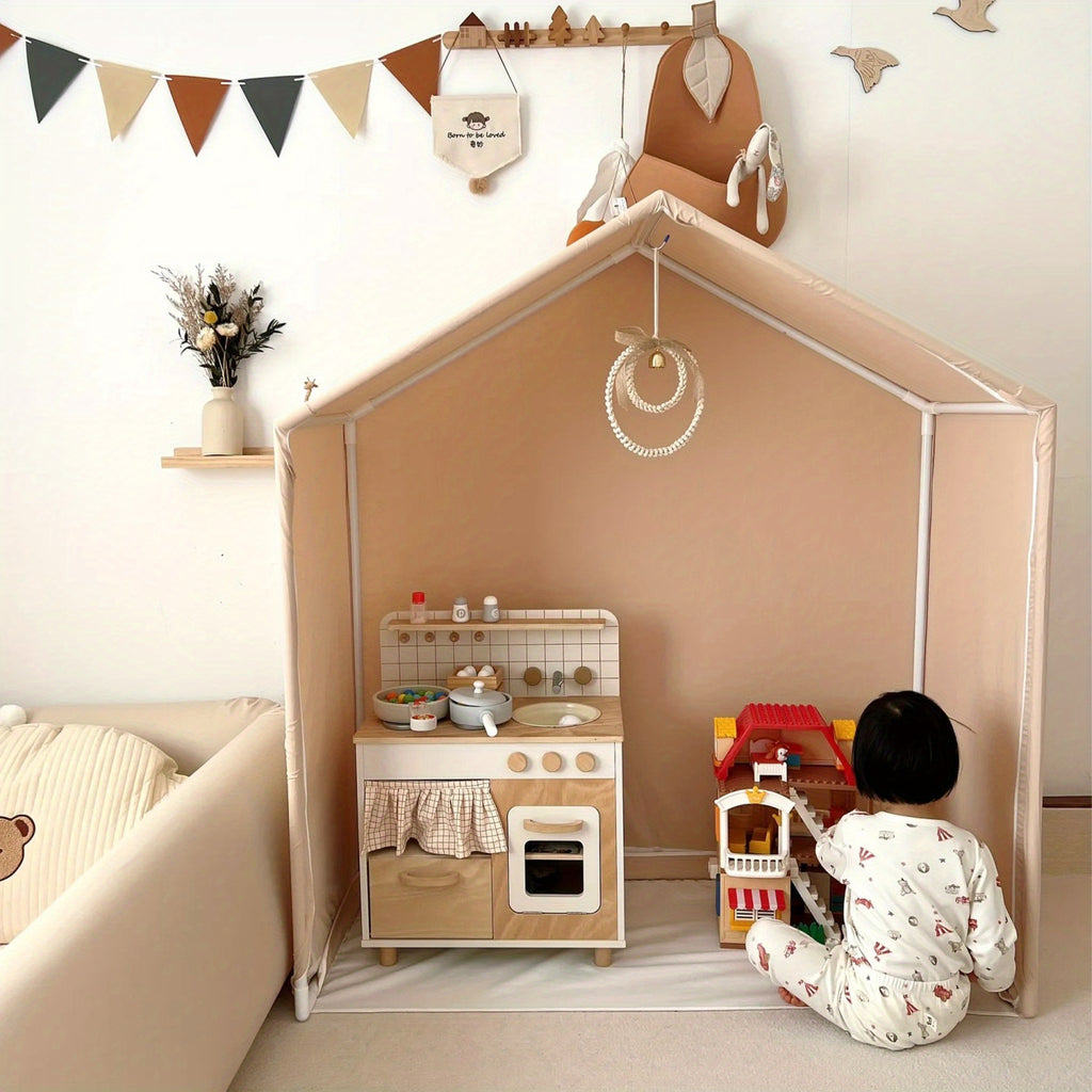 Portable Play Tent Bed with Detachable Canopy & Cushioned - Soft White Bed &, Indoor\u002FOutdoor Use