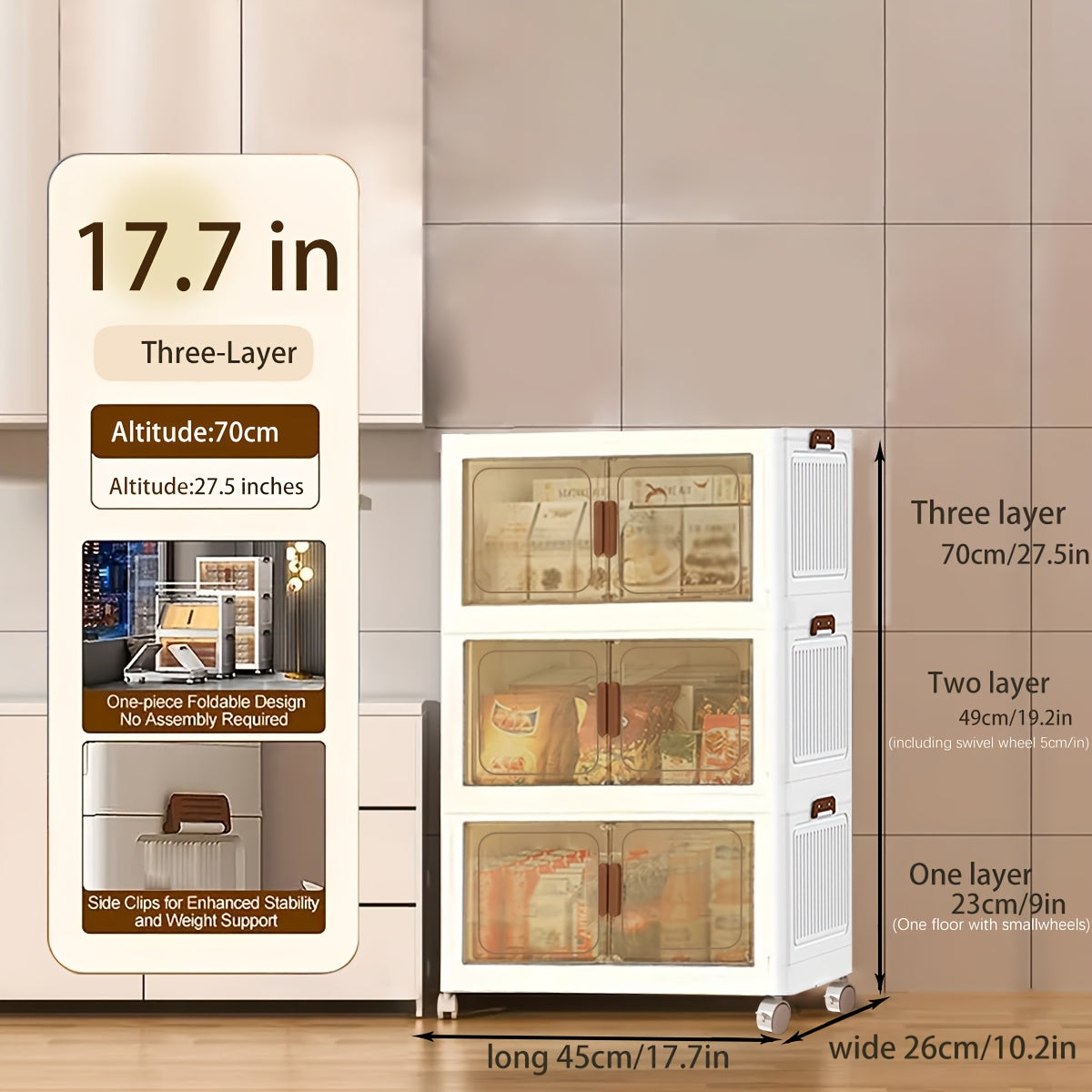 1\u002F3\u002F4\u002F5-Tier Heavy-Duty Large Folding with ic Doors & Wheels - Adjustable Shelves