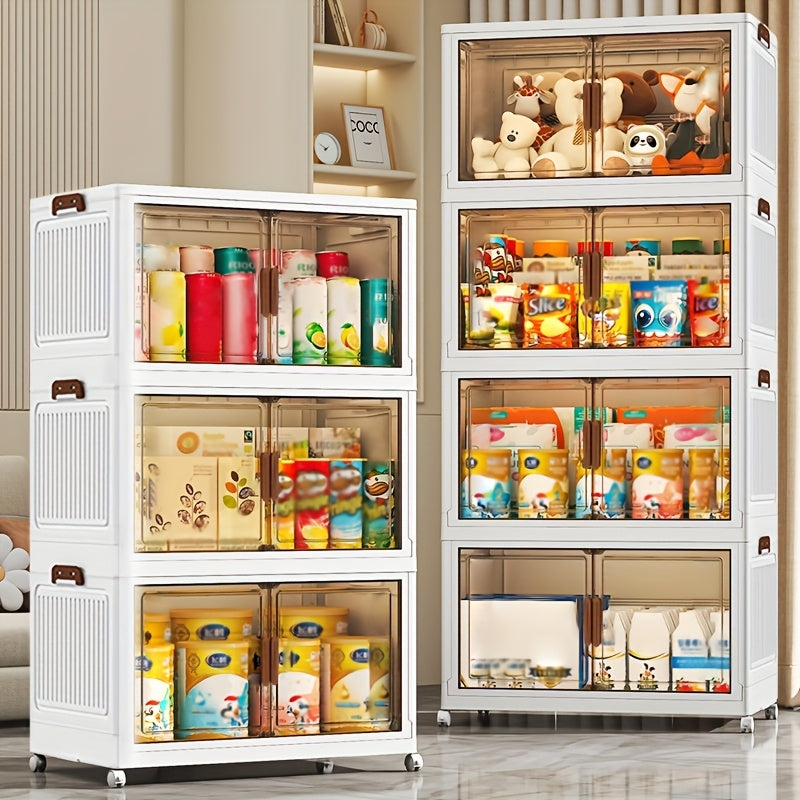 1\u002F3\u002F4\u002F5-Tier Heavy-Duty Large Folding with ic Doors & Wheels - Adjustable Shelves