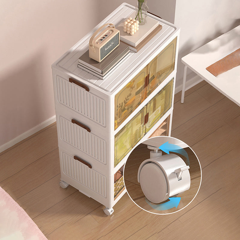 19.69inch Large Heavy-Duty White PP Plastic Foldable & Collapsible Storage Cabinet with ic Doors & Locking Drawers