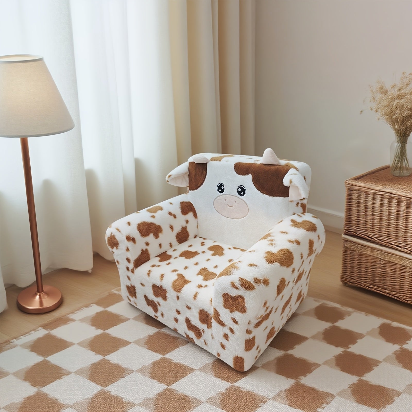 Kids Sofa Chair with Teddy Bear Design - Ergonomic Support, Lightweight (5.6lbs) & Machine-Washable Cover