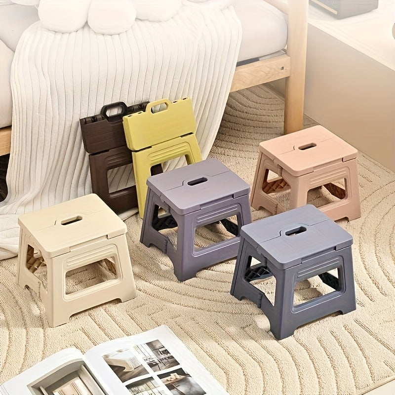 Portable Storage Stool Shoe Rack - Adjustable Durable Square Footstool with Non-Slip Base, Modern Plastic Design