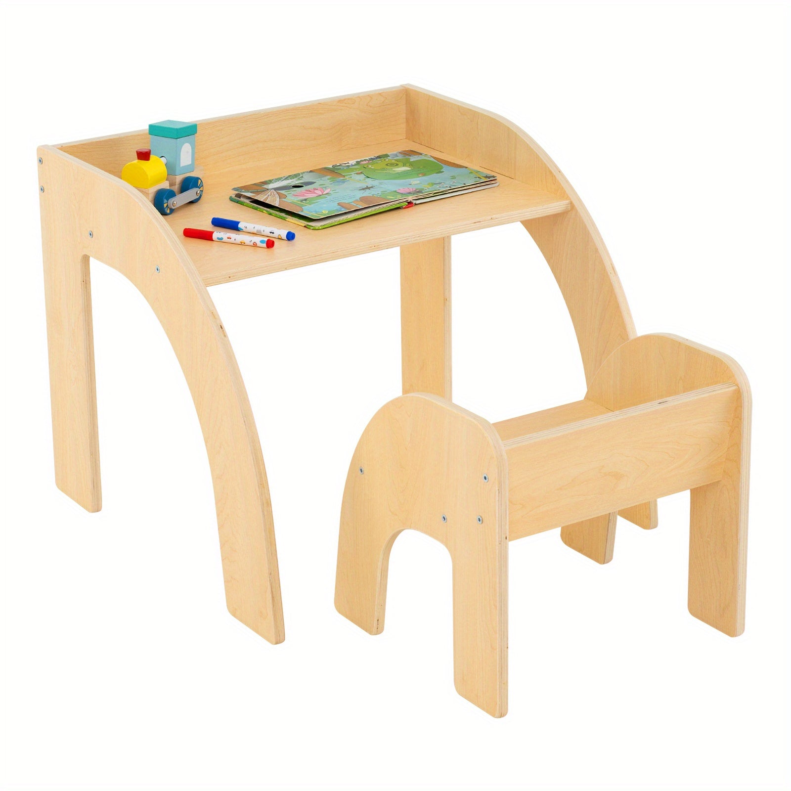 MULTIGOT Kids Table and Chair Set, Cute Activity Table and Chair Set w\u002F Wide Tabletop