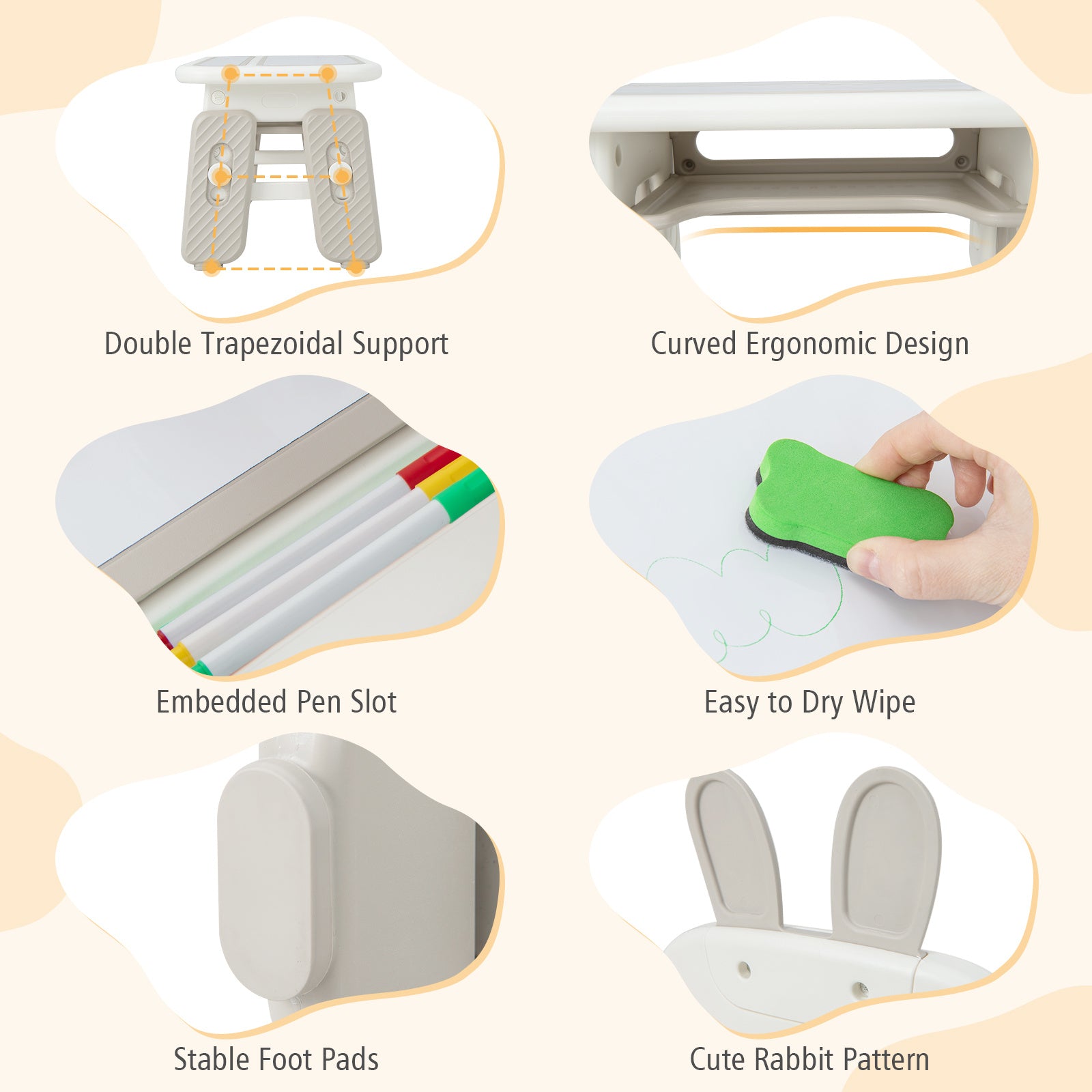 COSTWAY Kids Functional Desk and Chair Set, Convertible Activity Table Set w\u002F 2 Flipped Top Boards