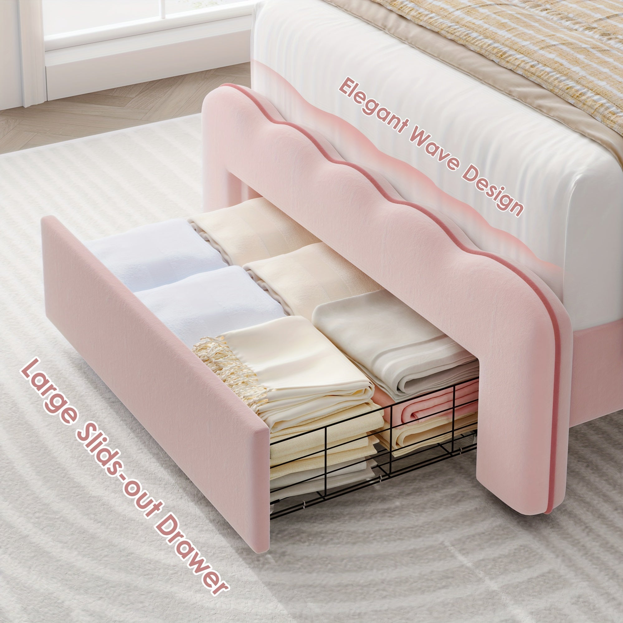 FULTRU Twin\u002FFull Size Led Bed Frame, Pink\u002F Blue Platform Bed With Large Drawer