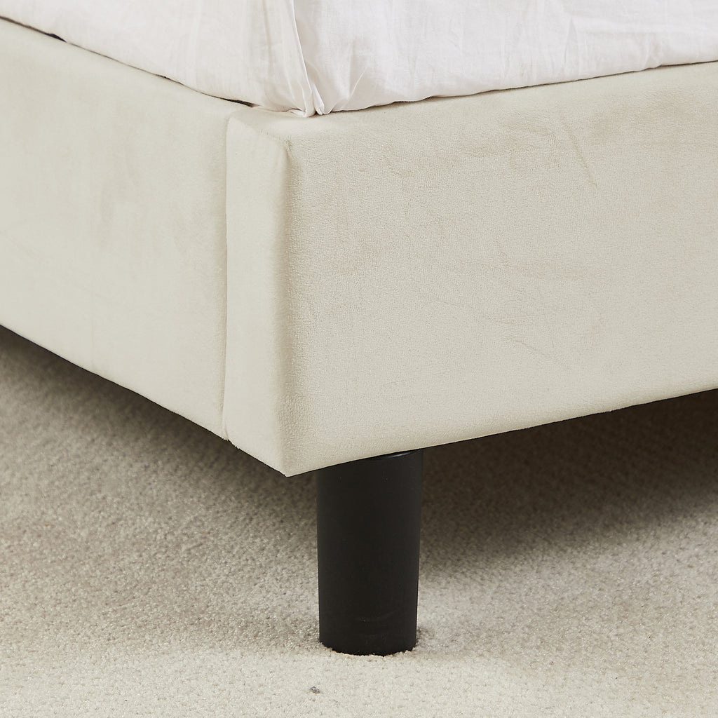 Twin Size Bed Frame with Upholstered Bunny Ears Headboard Wooden Slats Support No Boxing Spring Needed