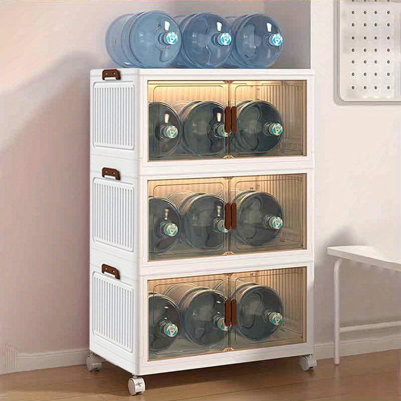 19.69inch Large Heavy-Duty White PP Plastic Foldable & Collapsible Storage Cabinet with ic Doors & Locking Drawers