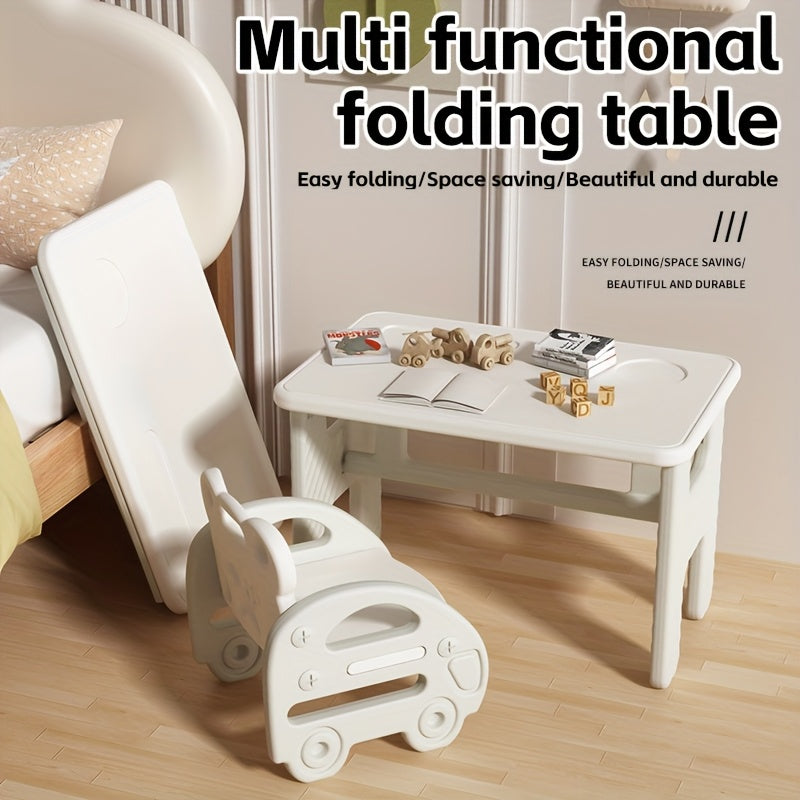 Kids Learning Desk Foldable Kids Learning Desk with One-Click Setup - Durable Plastic White Modern Study Table for Toddlers