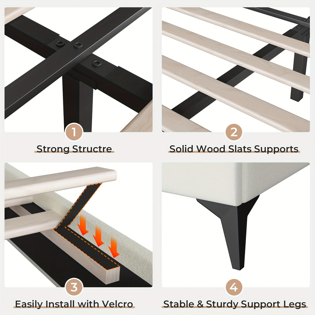 Princess Bed Frame with LED Modern Twin Size Princess Bed Frame with LED Lights Headboard & Crystal Buttons