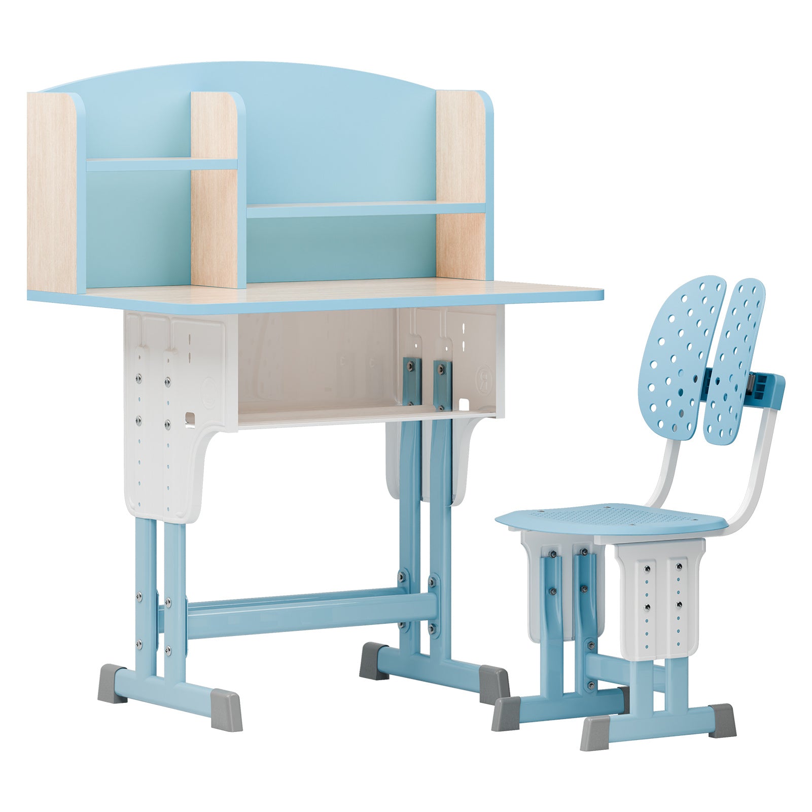 2Pcs\u002FSet Desk Chair Set, Adjustable Height School Leaning Table Chair Set with Drawer Design