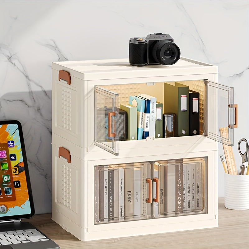 Heavy-Duty Folding Storage Cabinet with Wheels - No Assembly Needed, Large Capacity Organizer with Doors