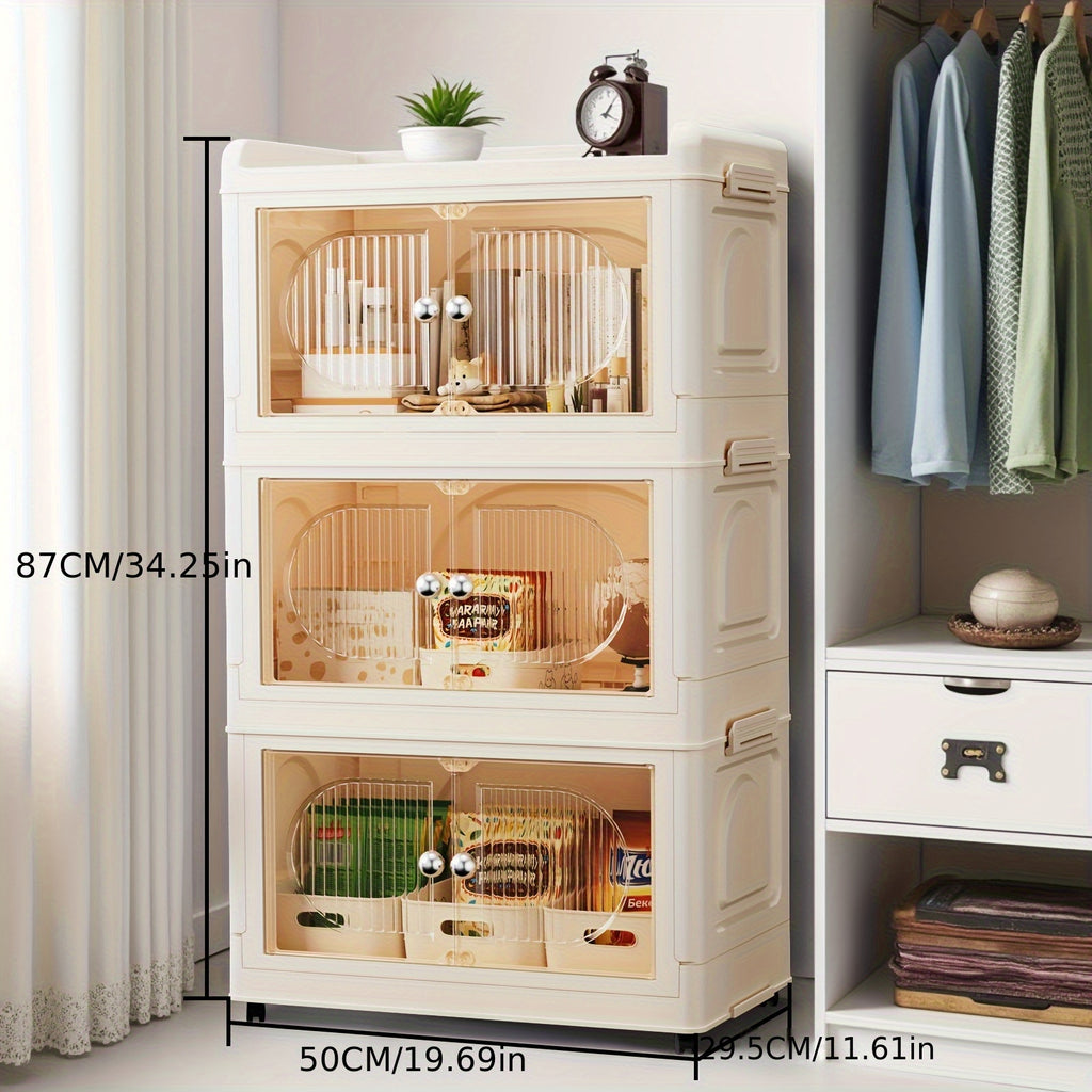 135\u002F175QT Durable Plastic 3\u002F4-Tier Folding Storage Cabinet with Large Capacity