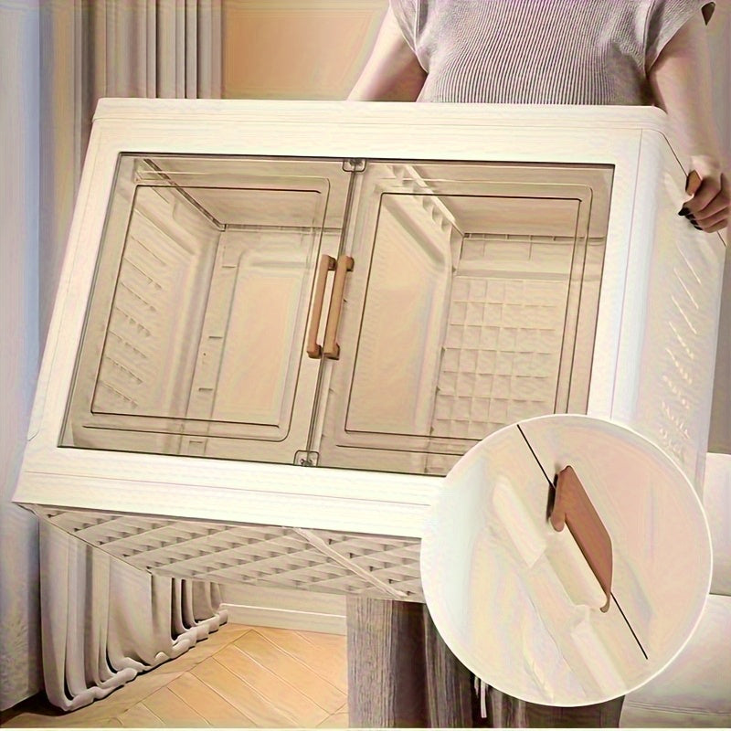 Heavy-Duty Folding Storage Cabinet with Wheels - No Assembly Needed, Large Capacity Organizer with Doors