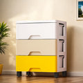 Yellow Modern Multi-Drawer Storage Cabinet with Wheels - Durable Plastic Organizer for Clothes, Toys