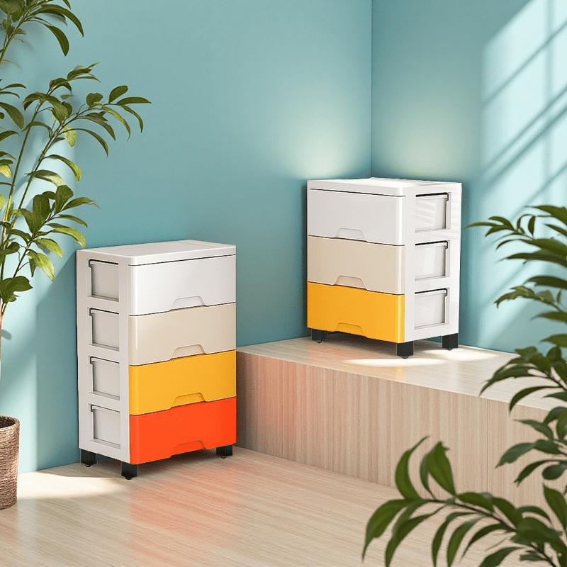 Mobile Macaron Colorful Drawer Cabinet - 3\u002F4\u002F5-Tier Options, Independent Wheels Design