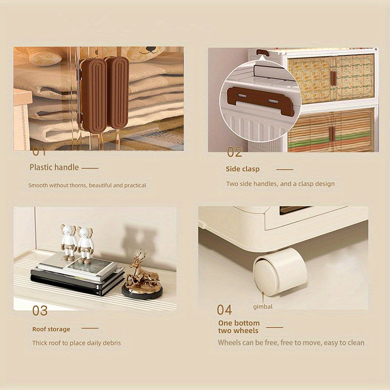 19.69inch Large Heavy-Duty White PP Plastic Foldable & Collapsible Storage Cabinet with ic Doors & Locking Drawers