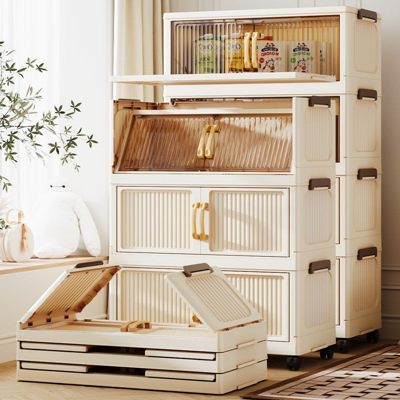 1pc Vintage-Style Rolling Storage Cabinet with Wheels, Magnetic Closure, Multi-Compartment Organizer for Snacks