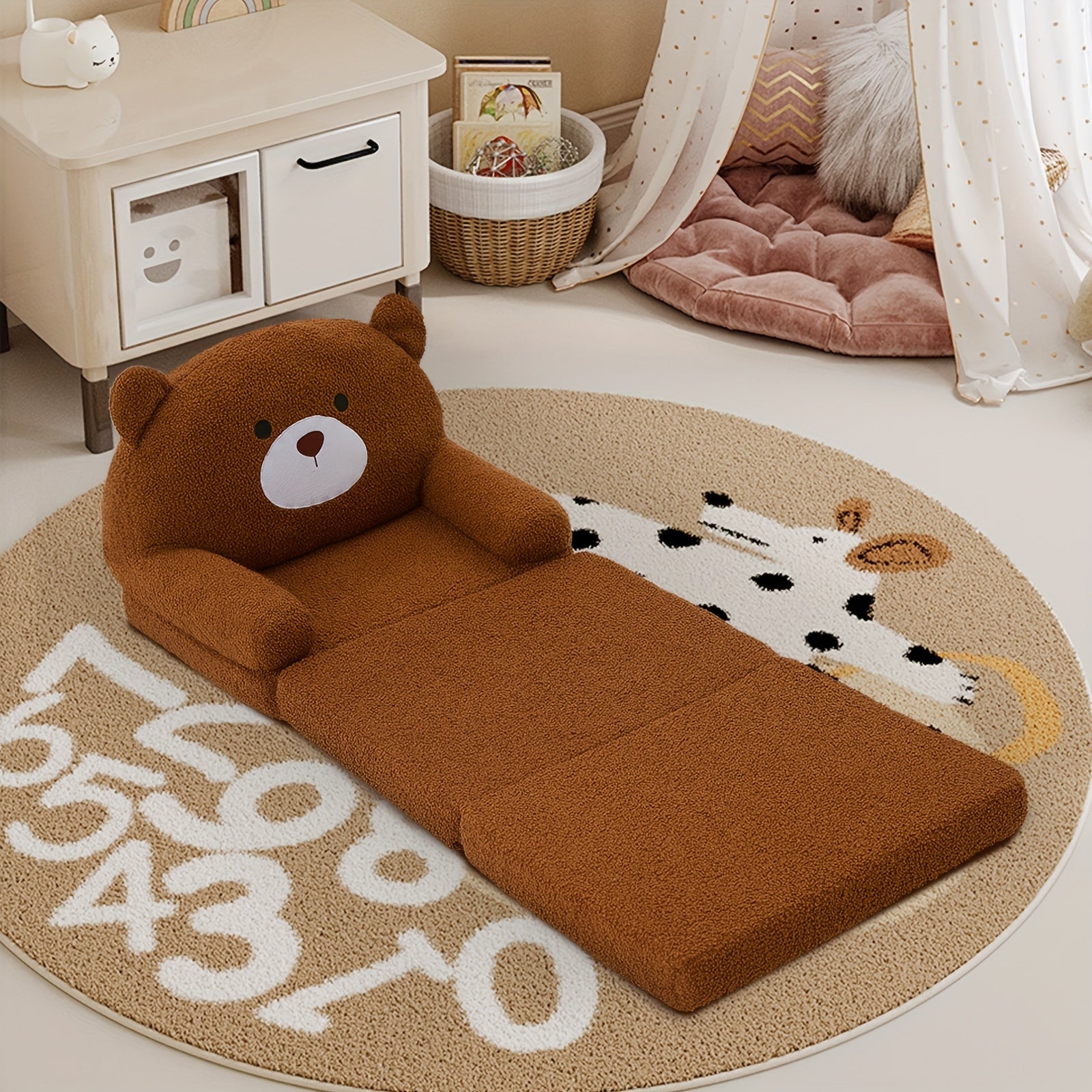 Christmas Gift For Kids, Foldable Kids Couch Chair, Convertible Plush Lounger For Playroom, Gift For Boy Girl Kids Sofa