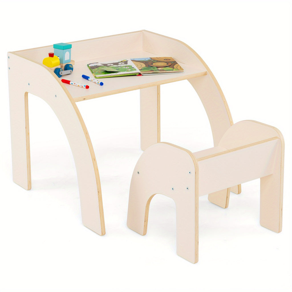 MULTIGOT Kids Table and Chair Set, Cute Activity Table and Chair Set w\u002F Wide Tabletop