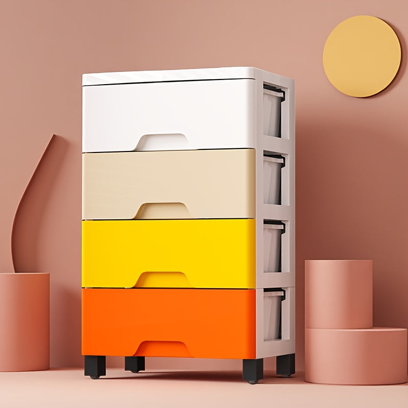Mobile Macaron Colorful Drawer Cabinet - 3\u002F4\u002F5-Tier Options, Independent Wheels Design