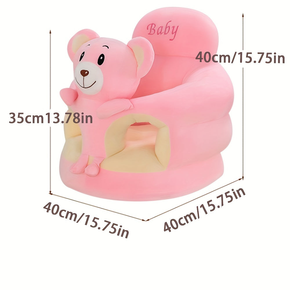 Soft Plush Child Chair with Backrest - Green Cartoon Design, Infant Support Seat for Sit and Stand Practice