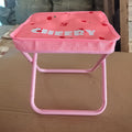 Portable Pink Cherry-Themed Folding Stool with Zipper Pocket - Lightweight, Durable Stainless Steel Square Tote for Picnics