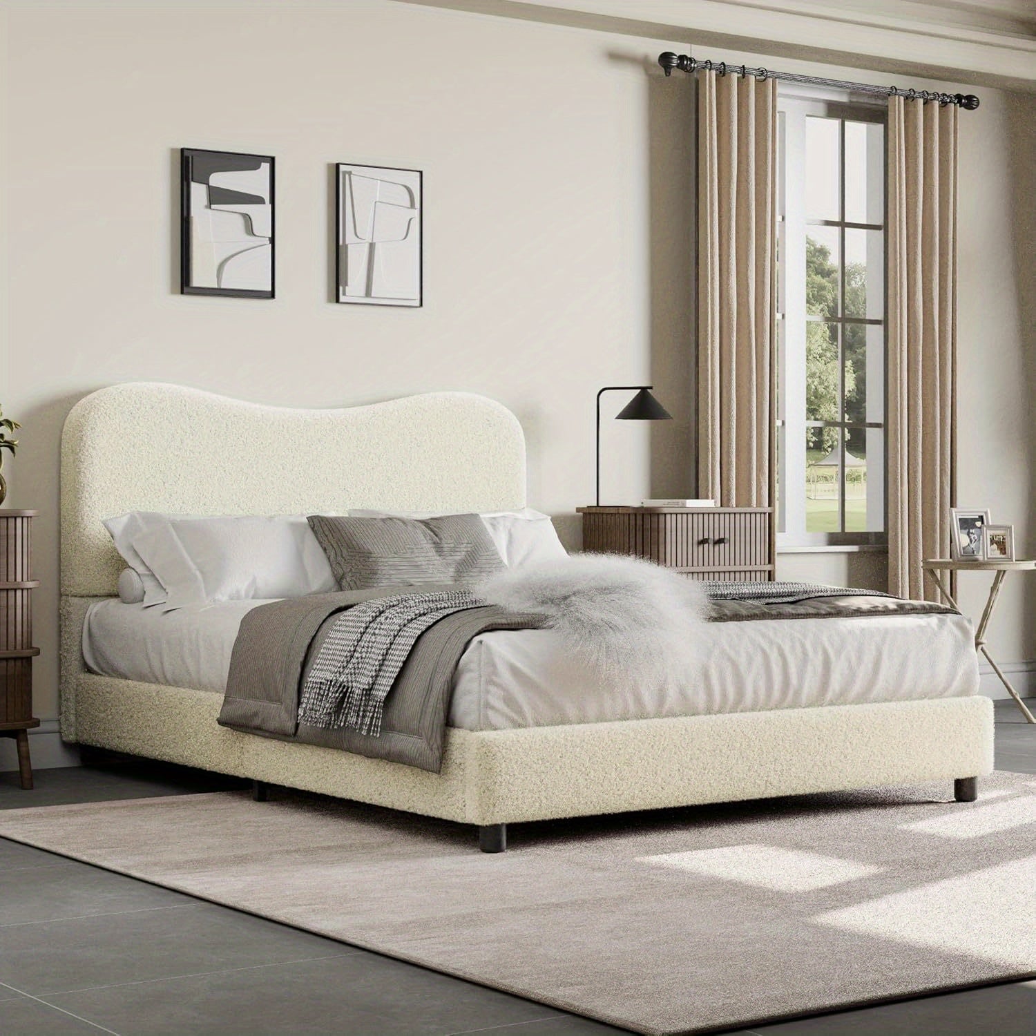 GAOMON Twin Bed Frame with Velvet Upholstered Headboard - Low Profile Platform Bed for Girls & Boys