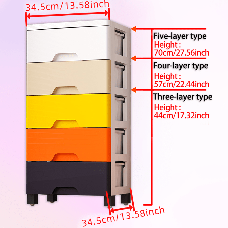 Mobile Macaron Colorful Drawer Cabinet - 3\u002F4\u002F5-Tier Options, Independent Wheels Design
