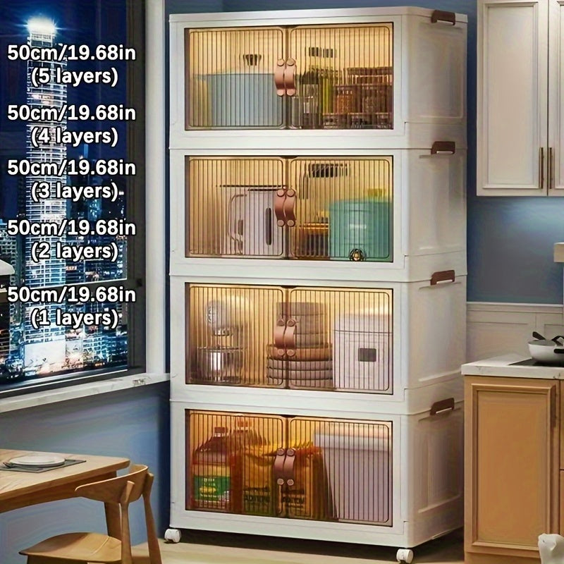 2\u002F3\u002F4\u002F5-Tier Heavy-Duty Plastic Storage Cabinet with Lockable Doors & Lockable Drawers-Like Doors