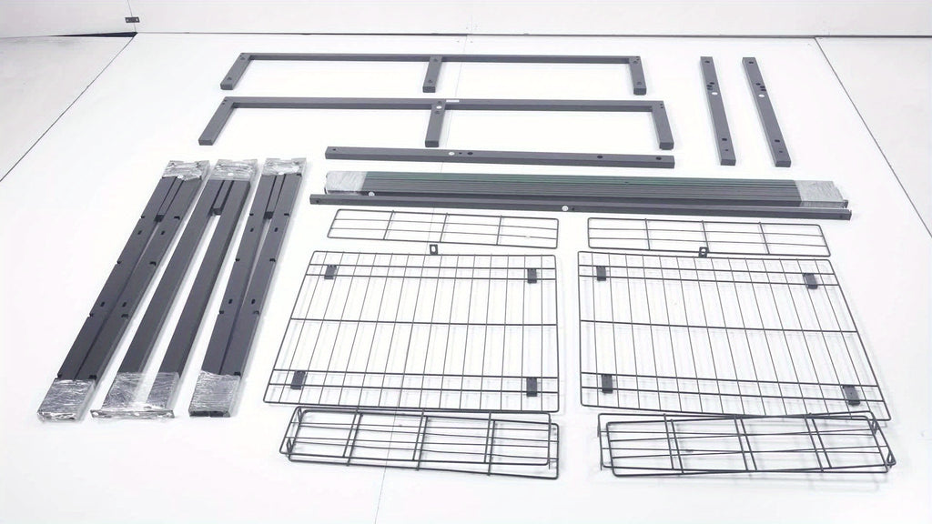 Twin\u002FFull Upholstered LED Bed Frame with Storage Drawer and Chic Double Wavy Headboard